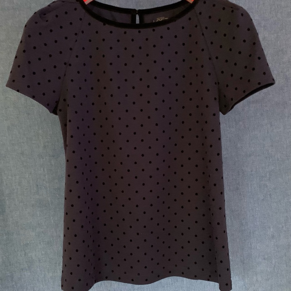 Loft purple with black velvet polka dot top